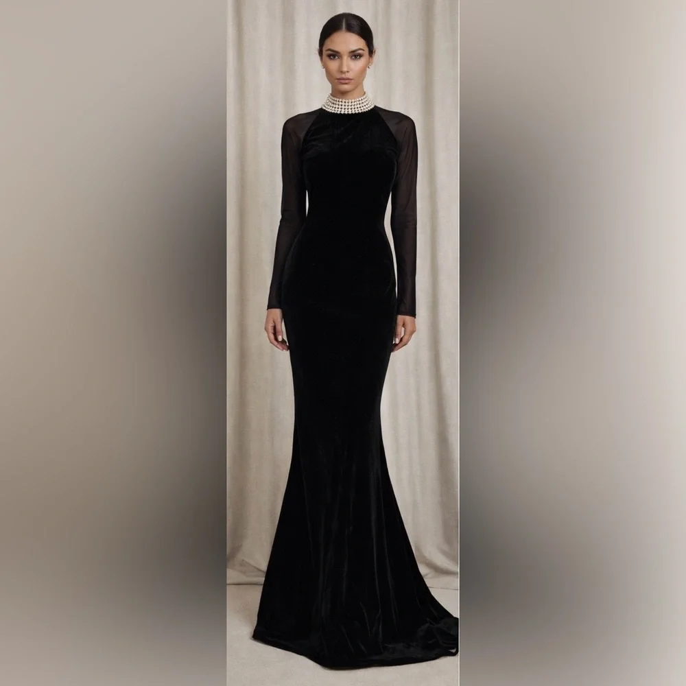 Eliza J Black Velvet Elegant Maxi Dress. Size 6. Nordstrom - Picture 1 of 8